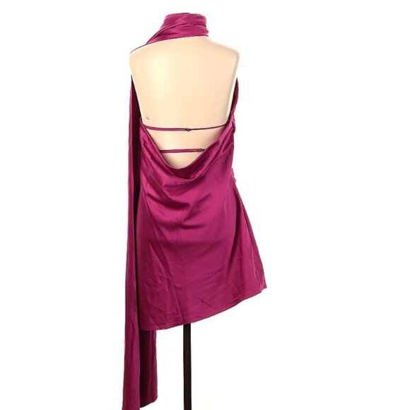 House of CB Aida HOT PINK ASYMMETRIC WRAP NECK DRESS Valentines - Picture 3 of 5